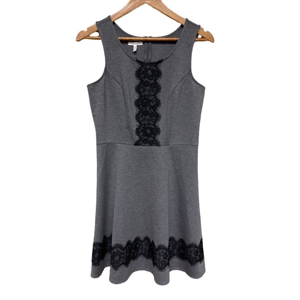NEW! Maurices Grey Sleeveless Black Lace Detail Sheath Dress Women's Size Medium